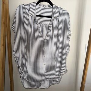 Madewell Drapey Navy and White Striped Tee